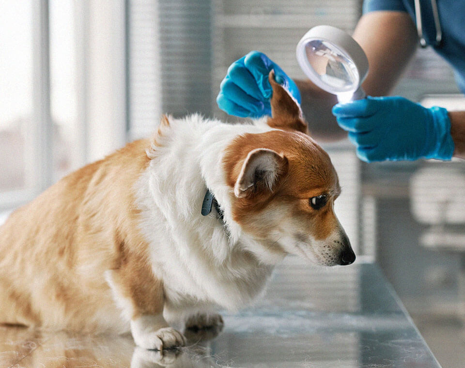 veterinarian-bending-sick-corgi-dog